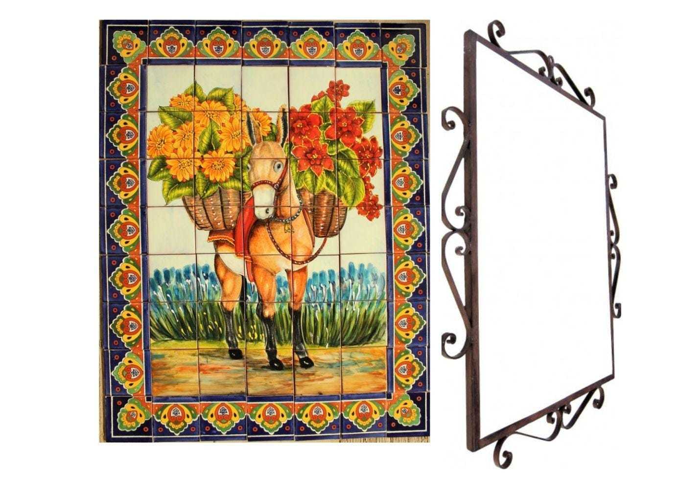 Mexican Talavera Mural HQ - Burro - - $383.00