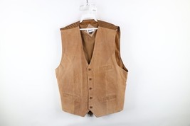 Vintage 90s Streetwear Mens XL Faded Buckle Back Suede Leather Vest Jack... - $49.45