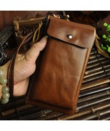 Men Oil Wax Cowhide Cell Phone Case Wallet Money Handy Bags Famous Brand... - £28.92 GBP