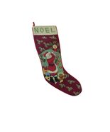 Handmade Christmas Stocking Noel Santa Needlepoint 21in Decorative - $49.49