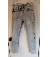 Womens 0 23 KanCan Bleach Blue Distressed Button Fly Skinny Denim Jeans ... - $165.69 MXN