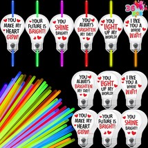 36 Packs Neon Valentines Day Gift Bulb Cards with Glow Sticks Glow Neckl... - £17.56 GBP
