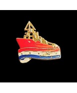 Vintage Navy Military Battleship Enamel Sweetheart Pin Brooch Red White ... - $360.57 MXN