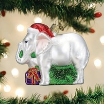 Old World Christmas White Elephant w/GIFTS Traditional Glass Xmas Ornament 12592 - £15.89 GBP
