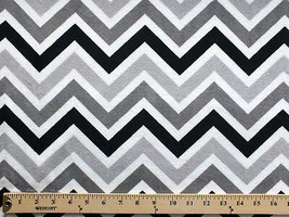 Micro Plush Black Gray Chevron Mink-Like Cuddle Feel Fabric Print BTY D381.05 - £12.68 GBP