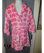 Cuddl Duds Pink Heart Plush Fleece Bathrobe Robe Size 4/5(XS) Girl&#39;s NEW - £23.27 GBP