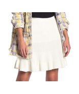 Free People Women&#39;s size Medium Solid Gold Ruffled Ribbed Knit Skirt Cream - £27.79 GBP