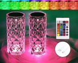 Crystal Table Lamp Rgb Color Changing Night Lights (2 Pack) Crystal Rose... - £49.67 GBP