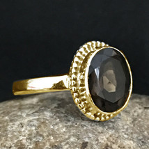 925 Sterling Silver Smoky Quartz Sz 2-14 Gold/Rose Gold Plated Ring RSV-1316 - £21.26 GBP+