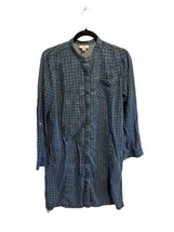 J. JILL Womens Shirt Dress Blue Denim Check Chambray Button Up Long Sleeve Sz M - £18.86 GBP