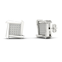 10K White Gold 1/6ct TDW Diamond Cluster Stud Earrings - £199.58 GBP