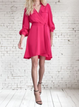 DKNY Women's Pink Balloon-sleeve Faux-wrap Dress Size: 6 PINK Retail: $139 - $39.11