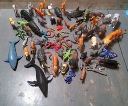 Safari Jungle Wild Animal Themed Plastic Figure Lot 66pc Land Ocean Zoo Toy - £60.56 GBP