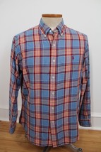 Ralph Lauren L Blue Red Plaid Check Flannel Custom Fit Long Sleeve Shirt - £16.49 GBP