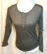 COOL CUBE  DARK GRAY BLOUSE SIZE XL LONG EMBROIDERED SLEEVE CLASSIC FIT ... - £11.15 GBP