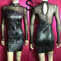 Black Metallic Grey Snake Skin Spandex Mesh Bodycon Dress  Size S - $15.90