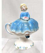 1963 Relpo Samson Import Girl Sitting On Teacup Ceramic Flowerpot Plante... - $74.25