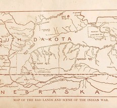 1891 Map Of The Bad Lands South Dakota Nebraska Victorian Indian War His... - $24.99