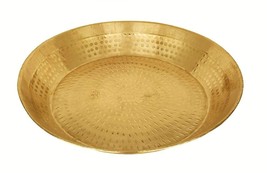 Pure Brass Pie Pan Platter Kneading Dough Bowl Indien Parat 12&quot; Dia Pael... - $86.23