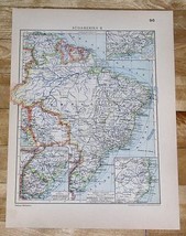 1929 Original Vintage Map Of Brazil Guyana French Guiana Suriname South America - $24.22