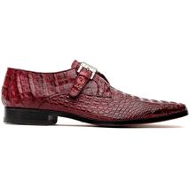 Luigi Genuine Caiman Crocodile Dress Monk Strap Shoes Wine image 2