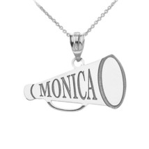 Personalized Engrave Name Sterlin Silver Cheerleader Megaphone Pendant Necklace - $53.63+