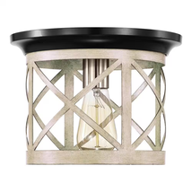 9.75 In. 1-Light Oil-Rubbed Bronze and Briarwood Finish Cage Drum Flush Mount - £42.19 GBP