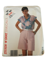 McCalls Sewing Pattern 2442 Shorts and Shirt Top Stitch N Save Uncut 14 16 18 - £6.37 GBP
