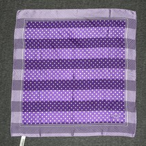 Oscar De La Renta Purple &amp; White Silk Scarf Polka Dot Stripes Headwrap Signed - £10.36 GBP