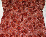 586-JOIE Orange Floral Metallic Flutter Sleeve Blouse Tie Front Size Small - $25.06