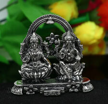925 sterling silver  Lakshmi and Ganesha statue figurine, puja article A... - $278.18