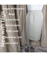 New Maggie McNaughton Beige Linen Blend Pockets Pencil Skirt Size 22W - £20.45 GBP