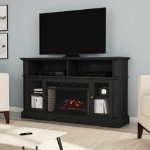 Lavish Home 80-FPWF-6 Heat Electric Fireplace TV Stand, Black - £510.16 GBP