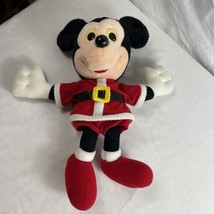 Vintage 1988 Disney Christmas Santa Mickey Mouse Plush 16&quot; Playskool - £5.66 GBP