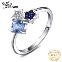 Uine blue topaz created blue spinel 925 sterling silver ring for women fashion cocktail thumb200