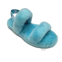 UGG Oh Yea Fluff Slide Sheepskin Slippers Sz 4 Ages 6-10 Oasis Blue 1115752K - £30.00 GBP