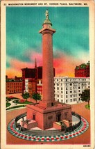 Washington Monument Mt Vernon Place Baltimore MD Linen Postcard UNP - £3.12 GBP
