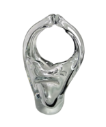 Murano Hand Blown Crystal Art Glass Basket Vase Split Handle 7.5” Italy ... - $372.93 MXN