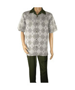 Men MONTIQUE 2pc Walking Leisure Suit Matching Set Short Sleeves 2216 green - $83.66 CAD