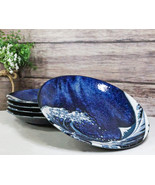 Set Of 5 Hokusai The Great Wave Of Kanagawa Mount Fuji 10&quot;D Round Dinner... - £74.90 GBP