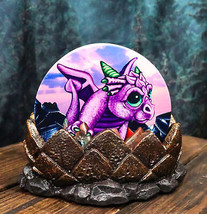 Fire Ice Water And Earth Elemental Dragon Hatchlings Egg Fantasy Coaster... - £18.16 GBP