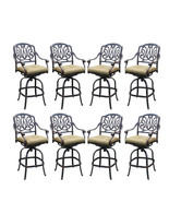 Outdoo bar stools set of 8 Elisabeth cast aluminum patio Desert Bronze - £2,099.56 GBP