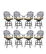 Outdoo bar stools set of 8 Elisabeth cast aluminum patio Desert Bronze - $3,410.56 CAD