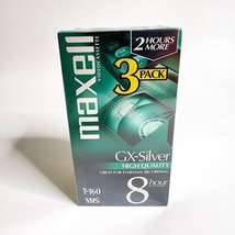 MAXWELL GX Silver High Quality T 160 Blank VHS 8 Hour Tapes 3 Pack New S... - $19.75