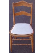 Antique Solid Wood Ladder Back Side Chair – Custom Made Seat Pad – NEEDS... - $257.96 CAD