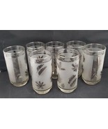 7 Libbey Mid Century 10 Ounce Drinking Glass Set Frosted with Silver Gra... - $374.40 MXN