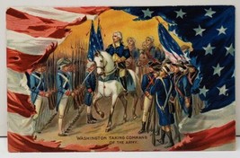 Patriotic Embossed Postcard George Washington Taking Command of The Army... - £10.17 GBP