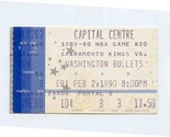 Sacramento Kings Washington Bullets February 2, 1990 Ticket Stub Capitol... - $10.89