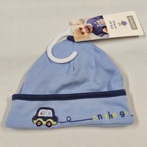 VTG Carters Little Guy on the Go Blue Car Beanie Hat Cap 3-6-9 Baby Boy Gift NEW - £11.73 GBP