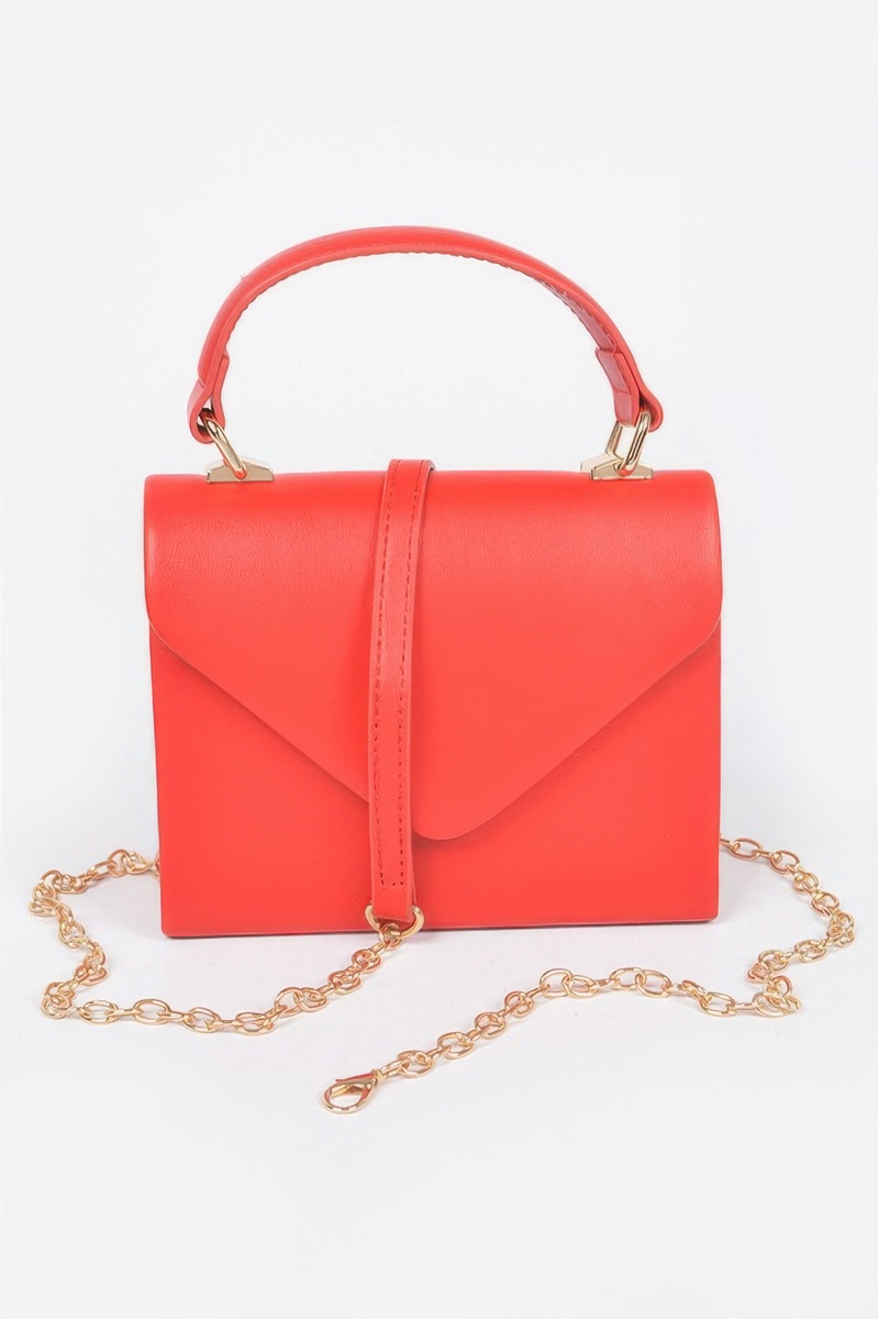 Faux Leather Simple Handle Clutch (Pink) - $27.99